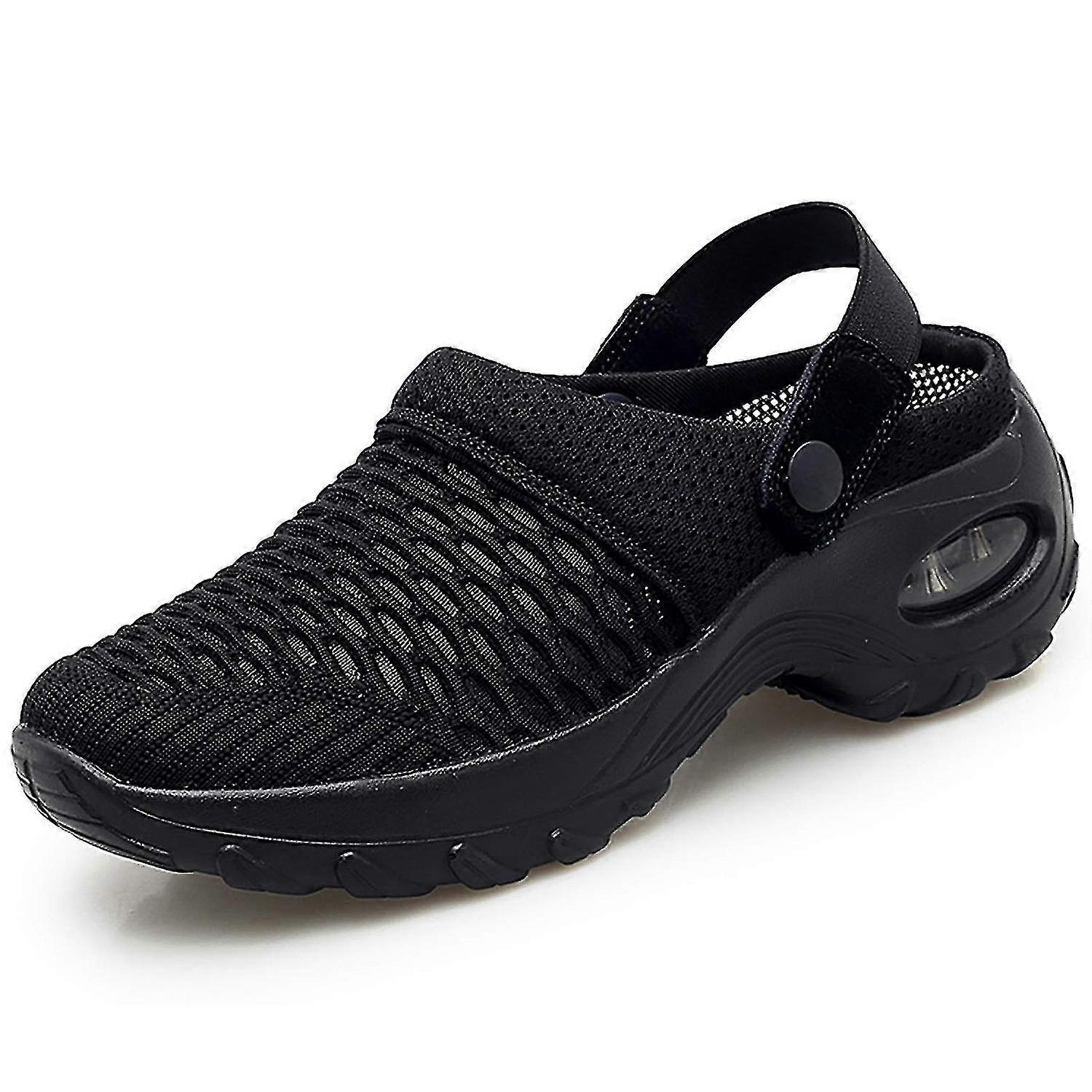 Women's Air Cushion Mesh Platform Mule Clogs Casual Slip-on Sneaker To Reduce Back And Knee Pressure