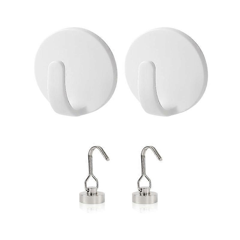 2pcs Magnetic Hooks for Refrigerator Classroom, White Magnet Hooks