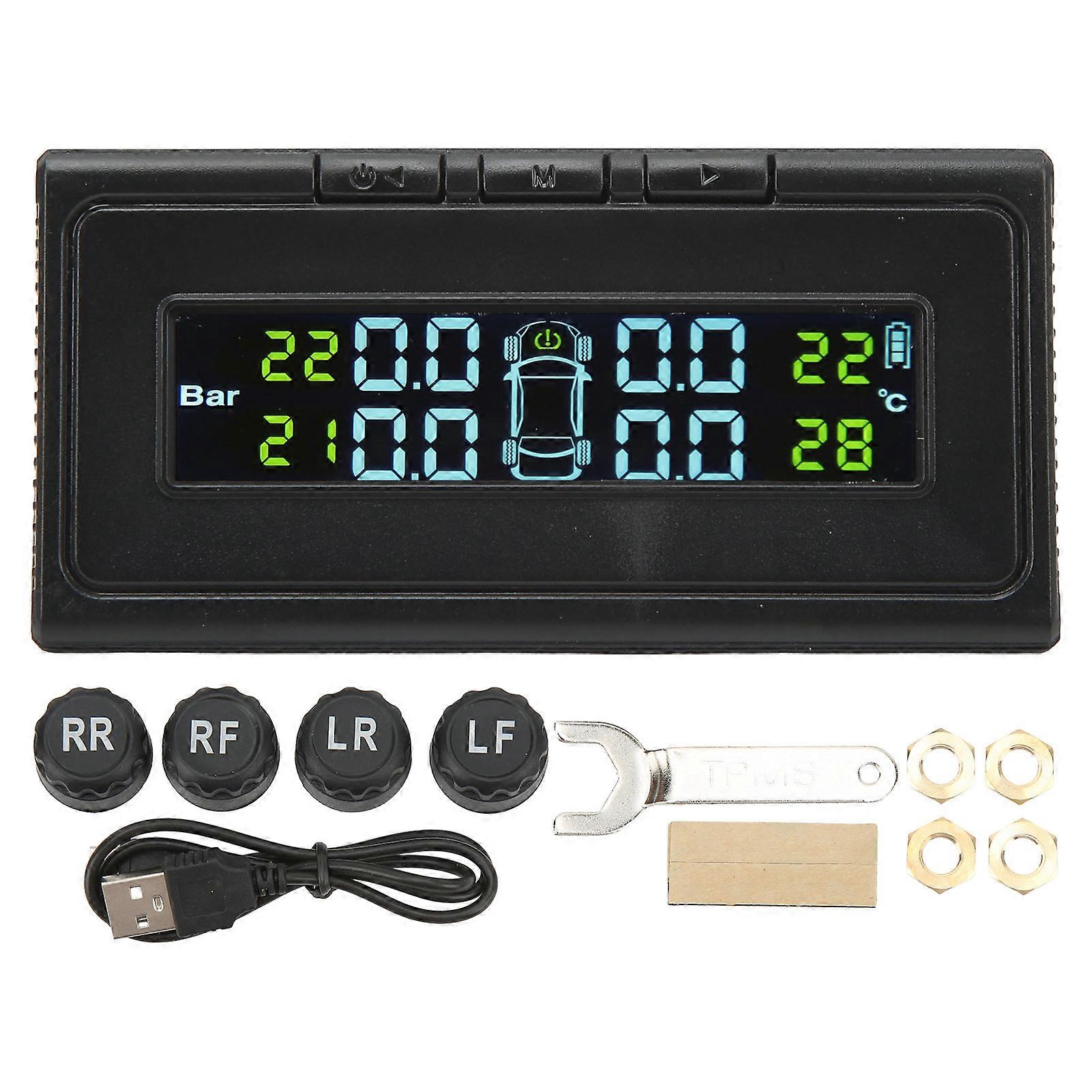 Solar Tire Pressure Monitoring System LCD Screen High Accuracy Long Battery Life Stable Signal Wireless TPMS Monitor