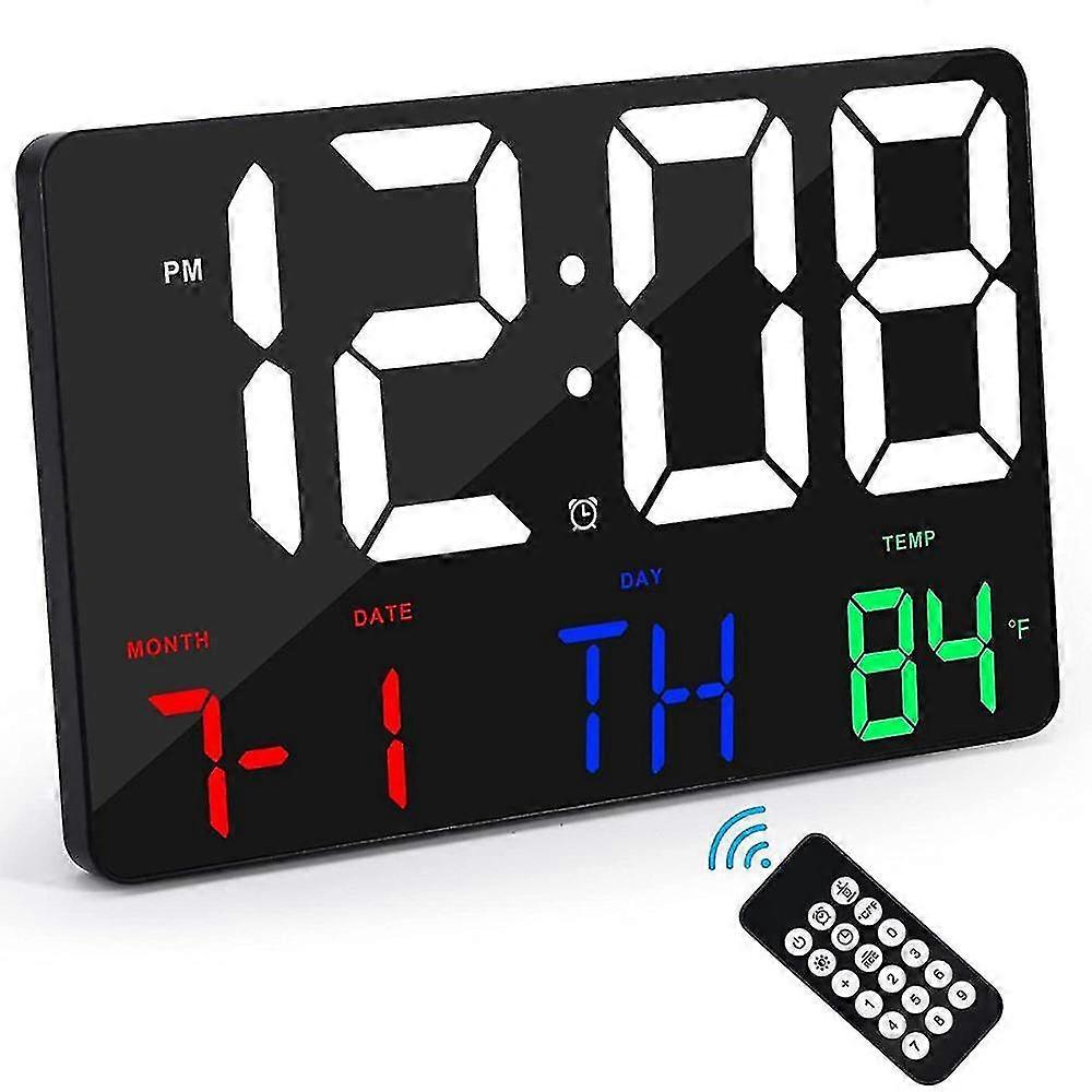 Digital Wall Clock Large Display Alarm Clock With Wireless Remote Control Led Wall Clock With Date