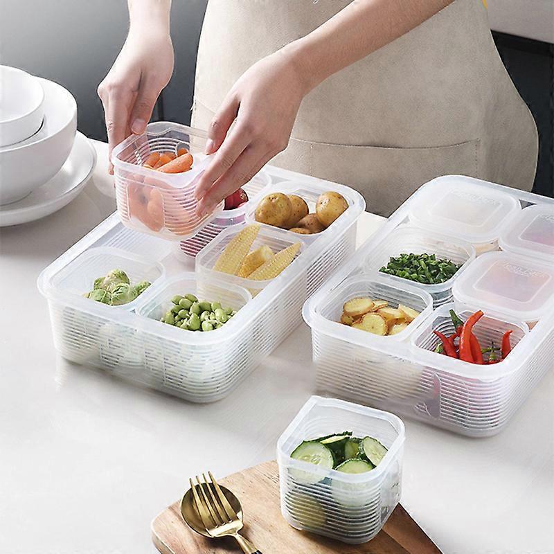 Food Storage Container with Sealed Soft Lid Refrigerator Drawer Stackable Kitchen Pantry Box with