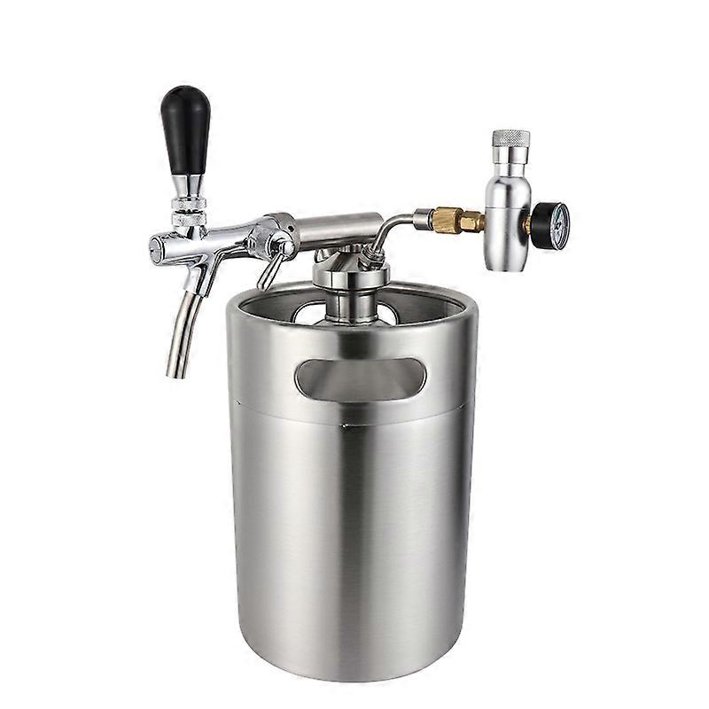 ビール樽5l自作ビールグラウラー、ステンレス鋼加圧ミニ樽グラウラーキット樽スピアタップディスペンサーパーティーピクニック用