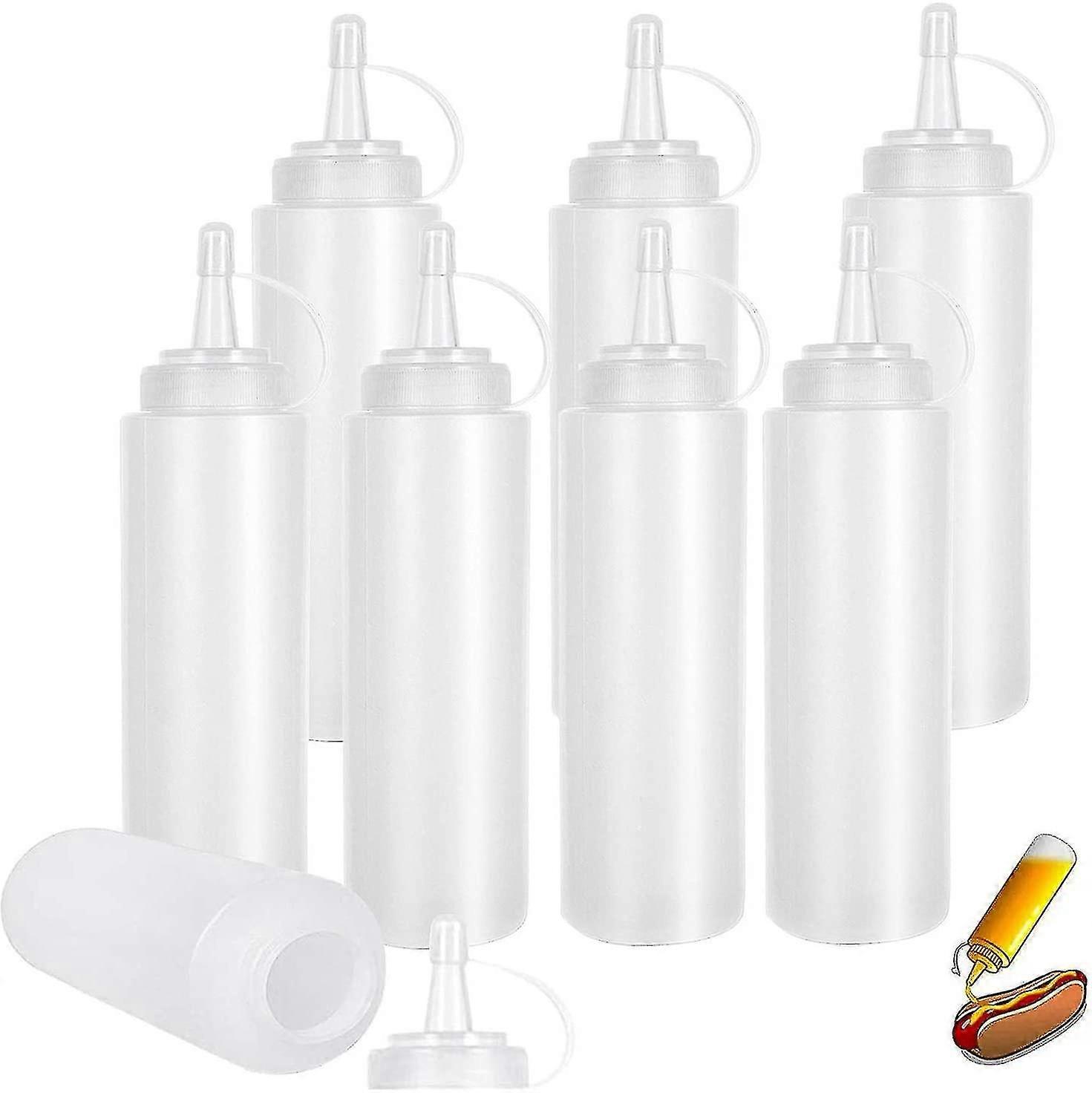 Yaju Squeeze Bottles With Caps, Squeezy Sauce Bottles, Plastic Squeeze8pcs-white