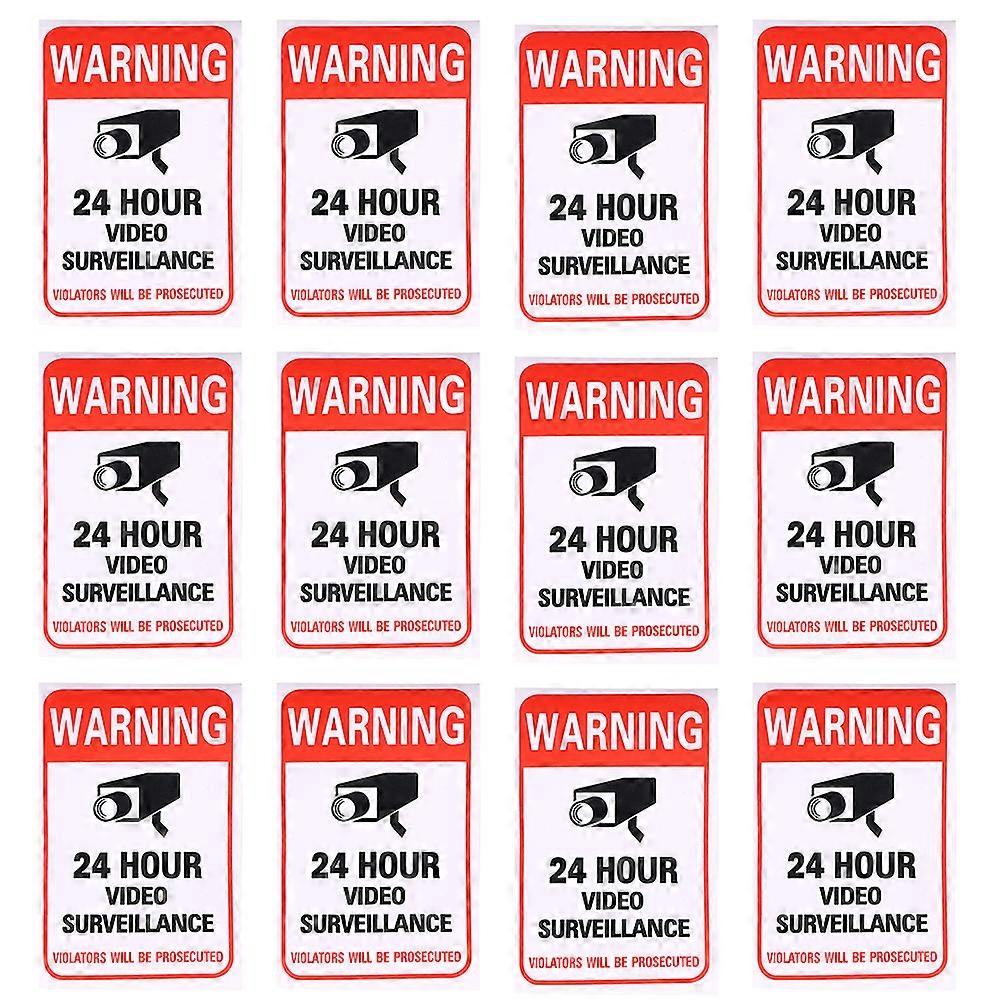 20pcs Durable 24 Hour Video Surveillance Sticker Warning Video Surveillance Sign