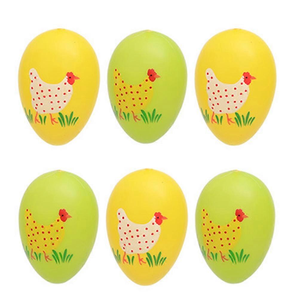 6pcs Plastic Easter Eggs Hanging Ornaments Easter Party Decorations for Tree