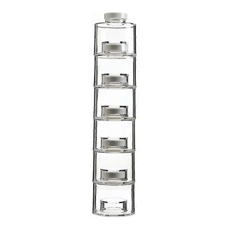 6Pcs Seasoning Tower Stackable Transparent Plastic Refillable Sugar Salt Spice Storage Tower for Kitchen KAESI