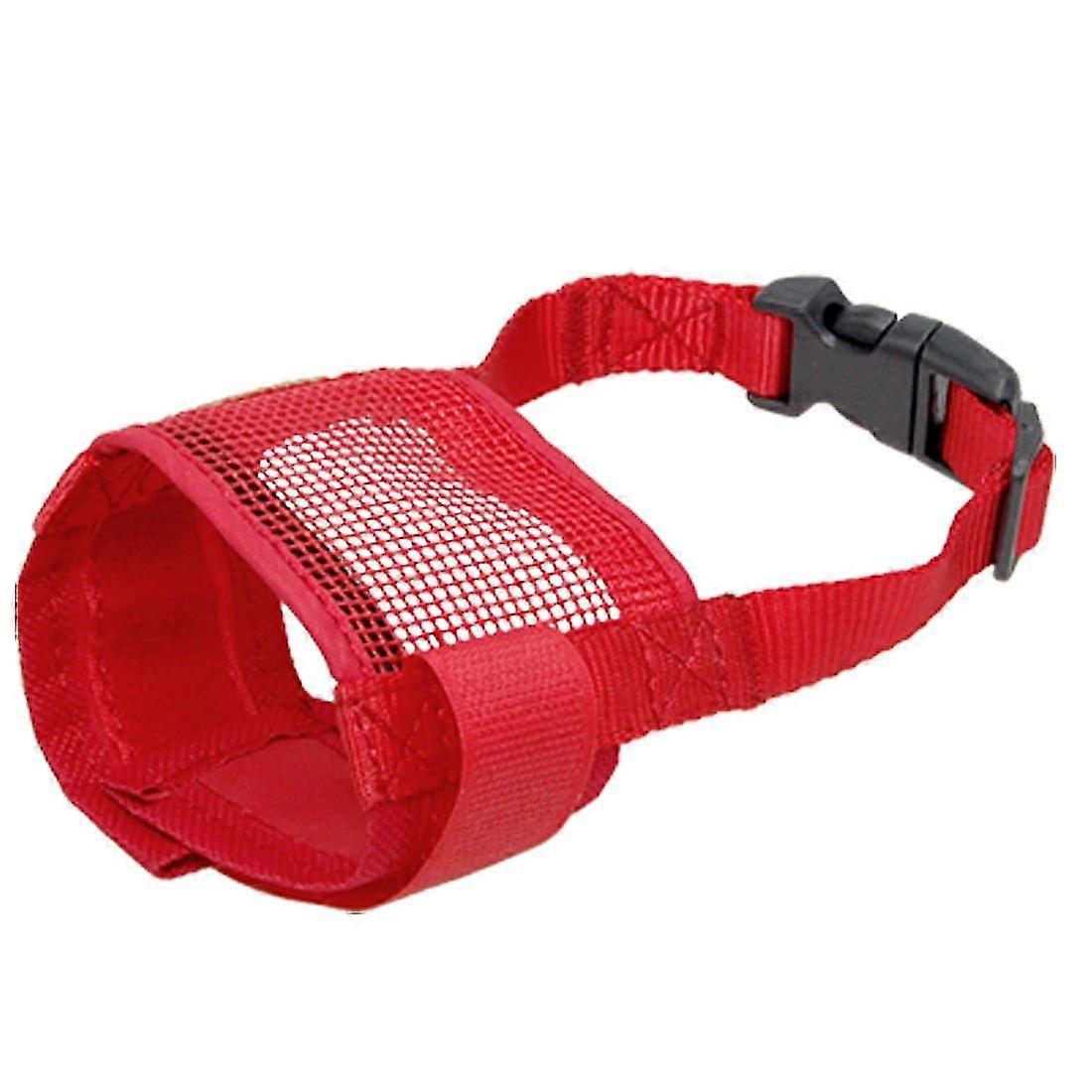 Dog Pet Anti Bark Red Chew Mesh Muzzle Mask Size S