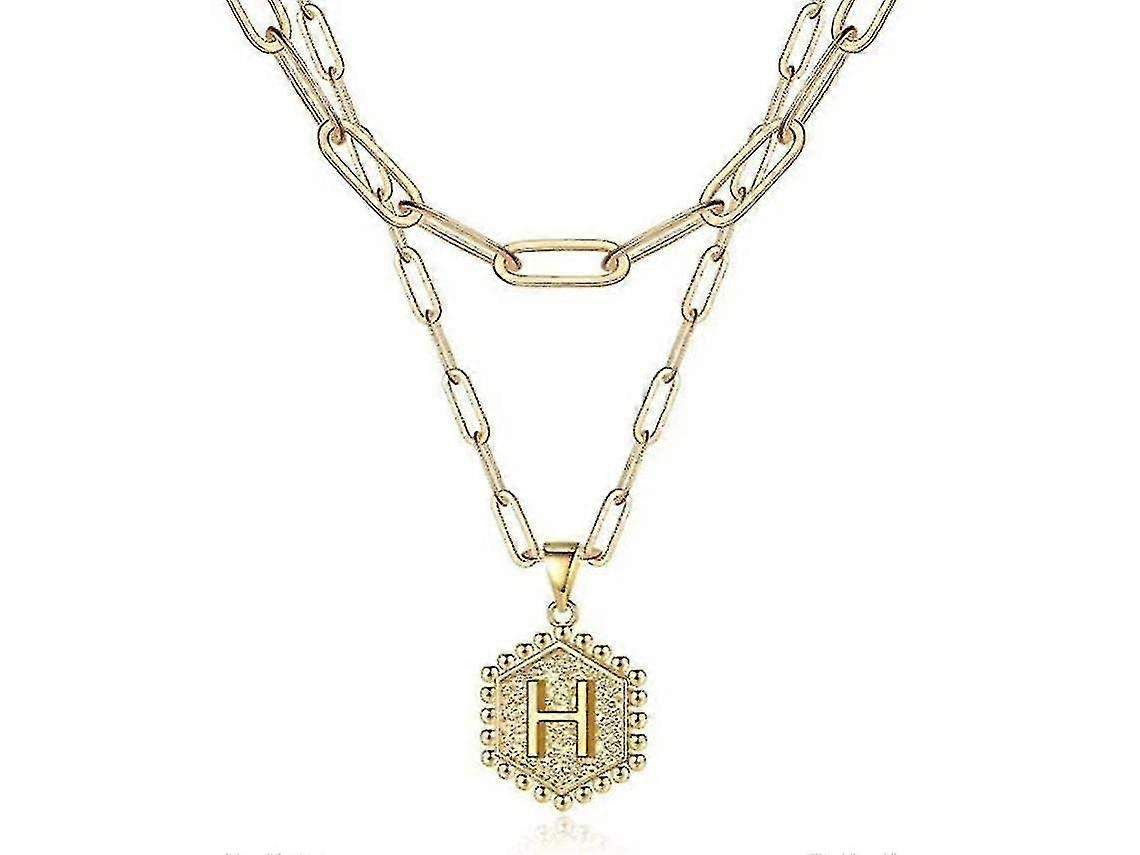 Pendant Necklaces For Women Gold Dainty Charm Necklace With Alphabet Layered Paperclip Chain Necklaces