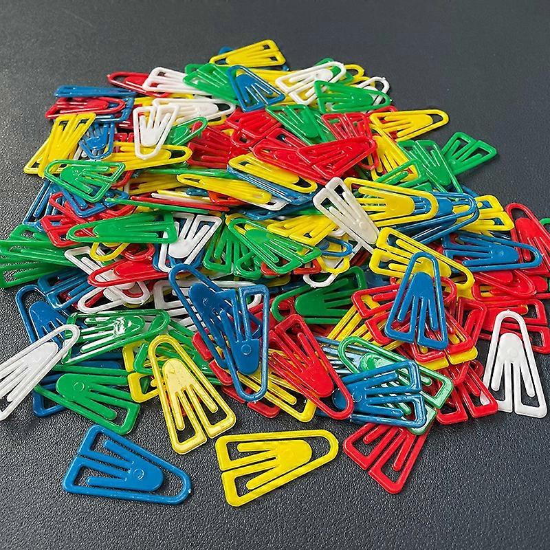 Plastic Triangle Paper Clips Holder Cute Decorative Album Memo Clips Bookmarks , Assorted Colored, 100PCS