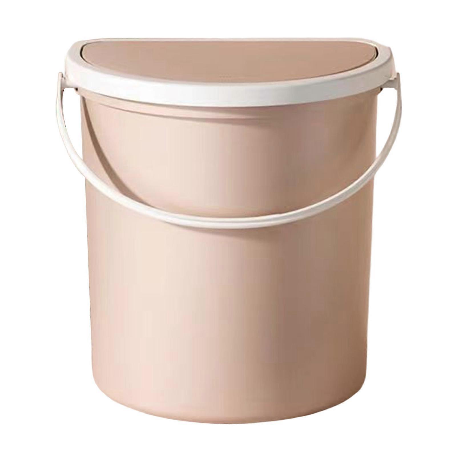 Trash Can with Handle Wall Mounted Press Design Self-adhesive Wide Open Semi-Circular Waste Bin for Bathroom KAESI