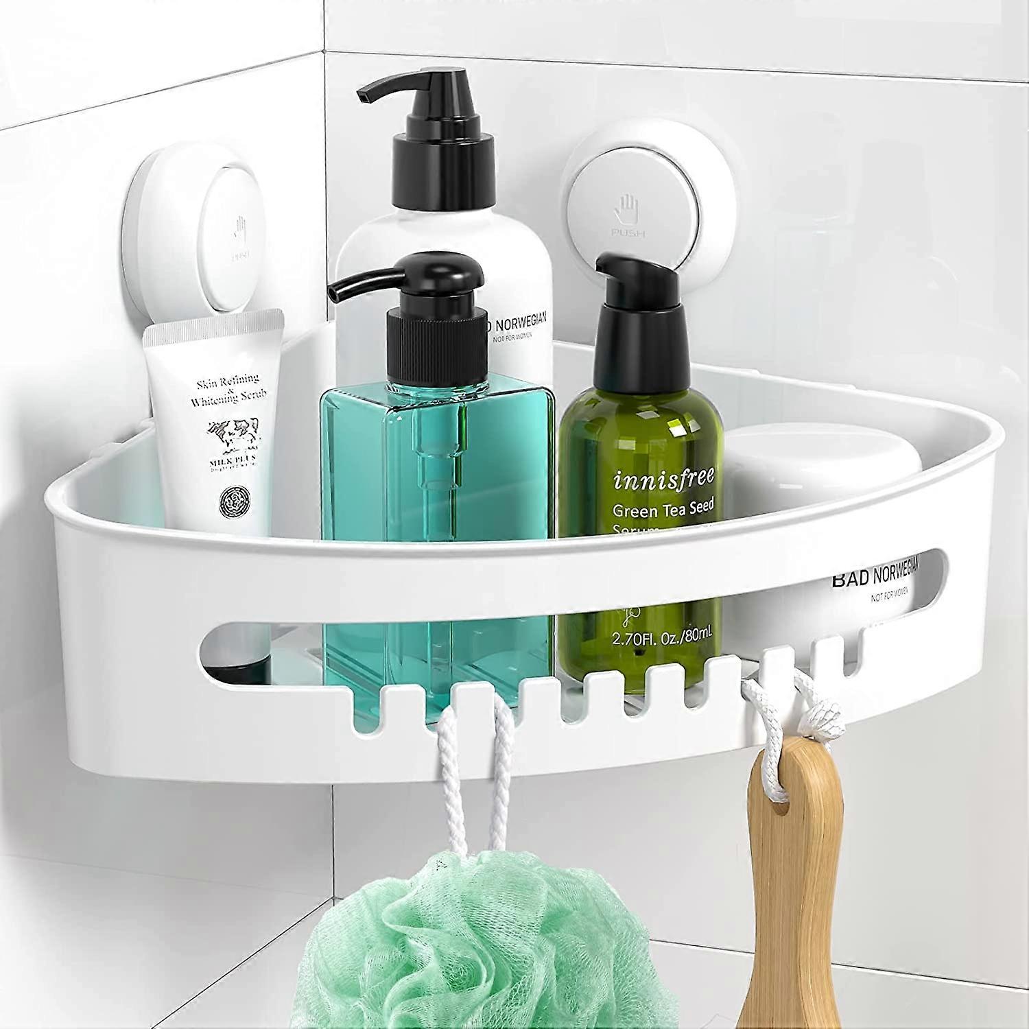 Corner Shower Caddy Vacuum Suction Cup,White