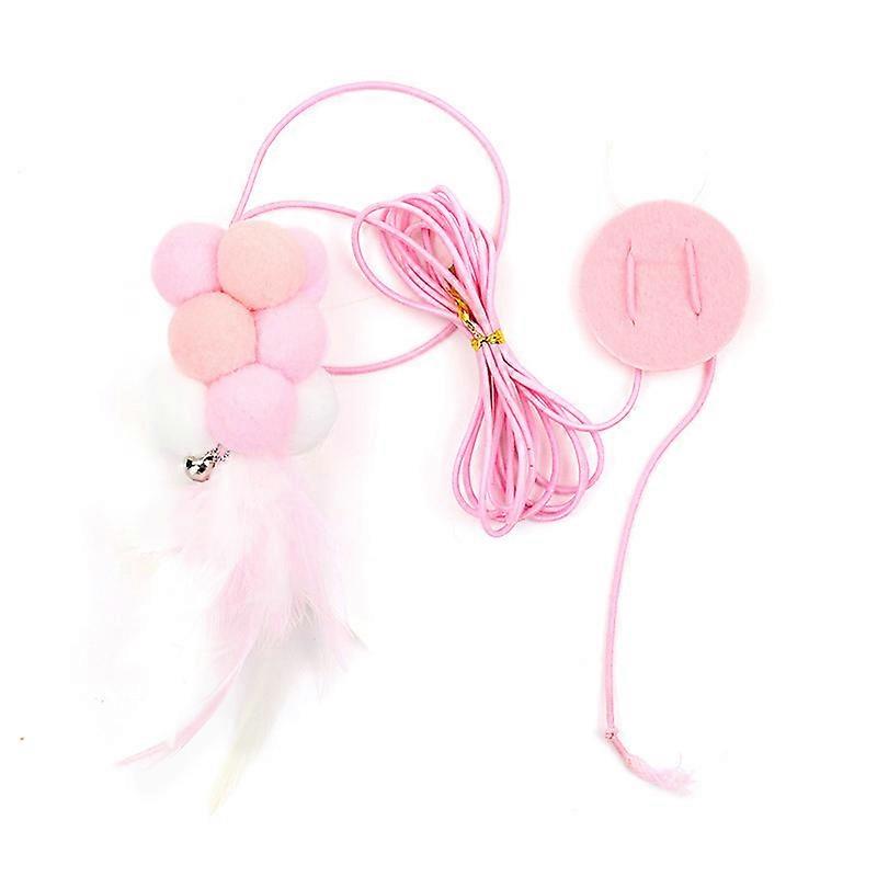 Retractable Cat Scratching Rope Butterfly Pompoms Cat Toy Cat Teaser Stick
