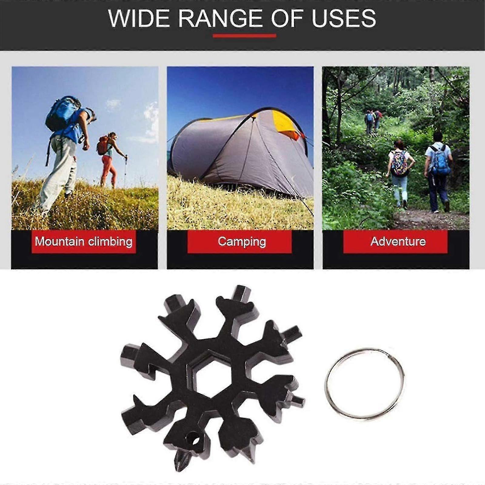 2 Pack Snowflake 18-in-1 Multi Tool, Stainless Steel Snowflake Wrench Bottle Opener For Indoor Outdoor Travel Camping