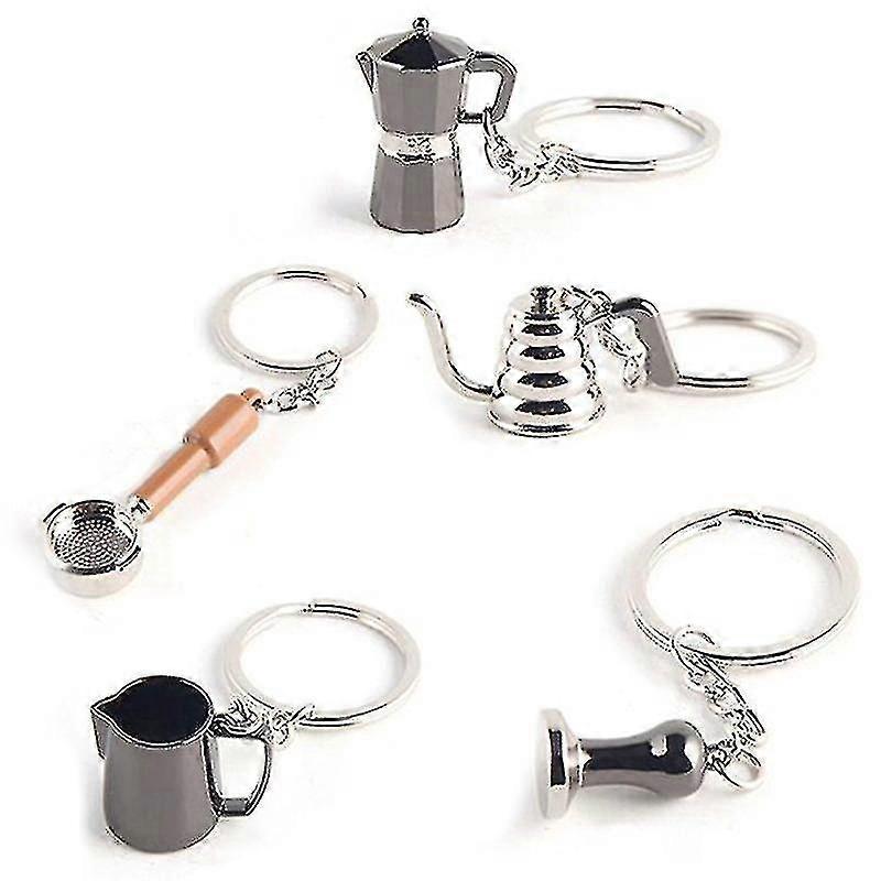 5 Pcs Creative Barista Coffee Tamper Keychain