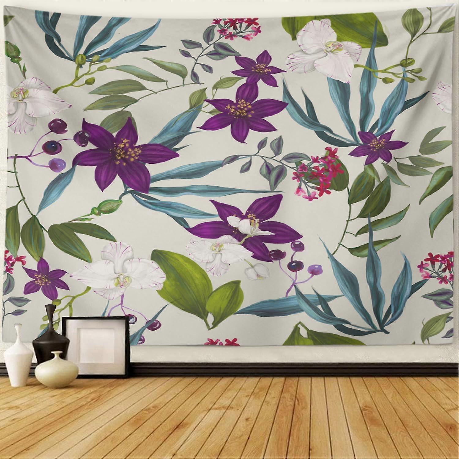 Orman Yeşil Duvar Goblen Güzel Çiçek Orman Renkli Tropikal Çiçekler Palmiye Çiçeği Suluboya Egzotik Goblen Duvar Asılı Duvar Dekoru Goblen f