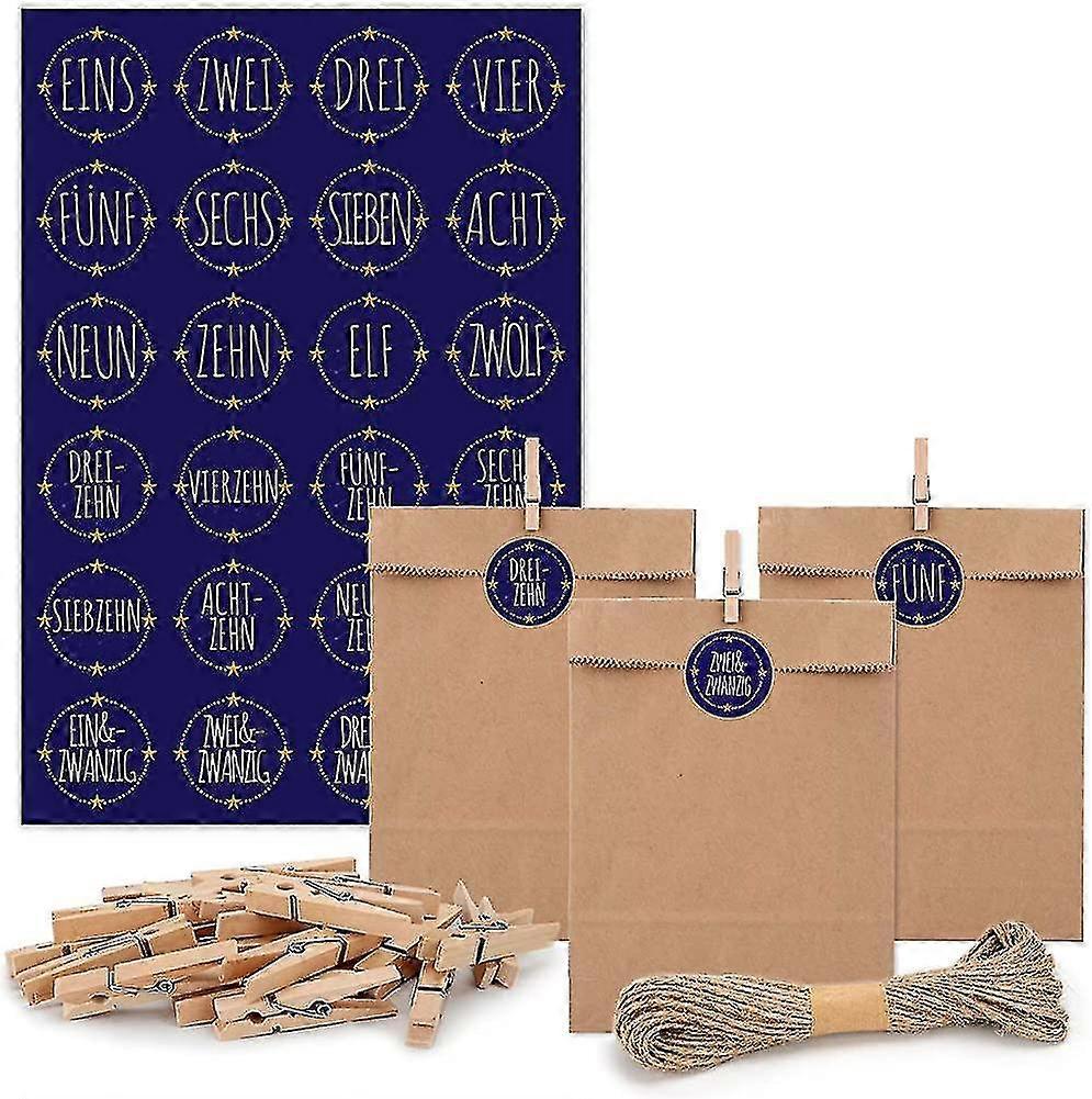 Advent Calendar To Fill, 24 Stickers With Cartoon Numbers For Christmas