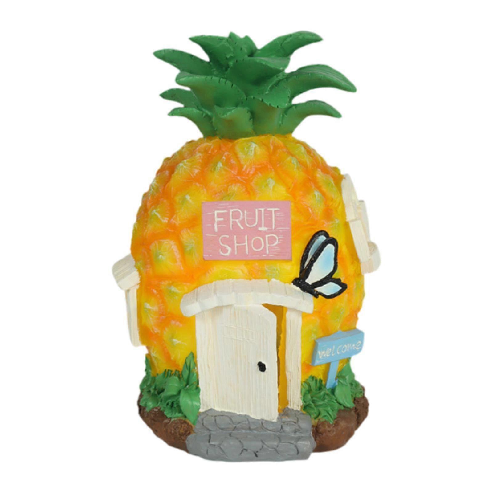 Solar Fruit Light Resin Figurine Waterproof Fruit Statue for Farm Villa Yard Pineapple House