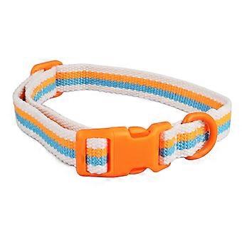 Dog Collar Adjustable Comfortable Durable Polyester Fashion Stripes for Small and Medium Dogs Orange