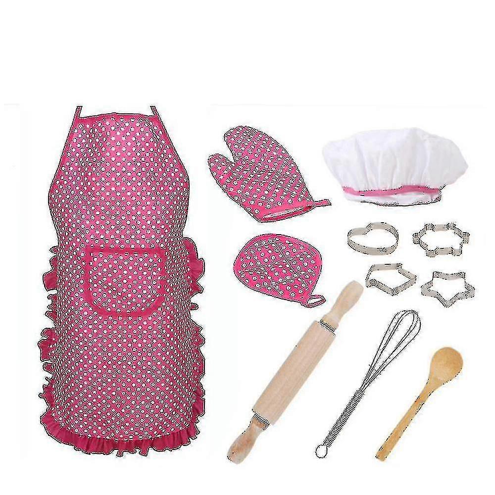 مئزر للأطفال مع قبعة الشيف 11 قطعة طقم طهي طفل صغير مئزر مطبخ الشيف أدوات الخبز هدايا عيد الميلاد المفضلة للأطفال