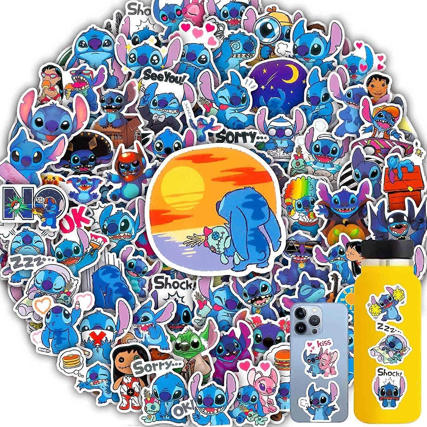 100 Pcs Cartoon Stickers, Waterproof Cute Lilo and Stitch Stickers for Water Bottles Laptop Car Bicycle Skateboard Motorcycle Luggage Stickers Decal (
