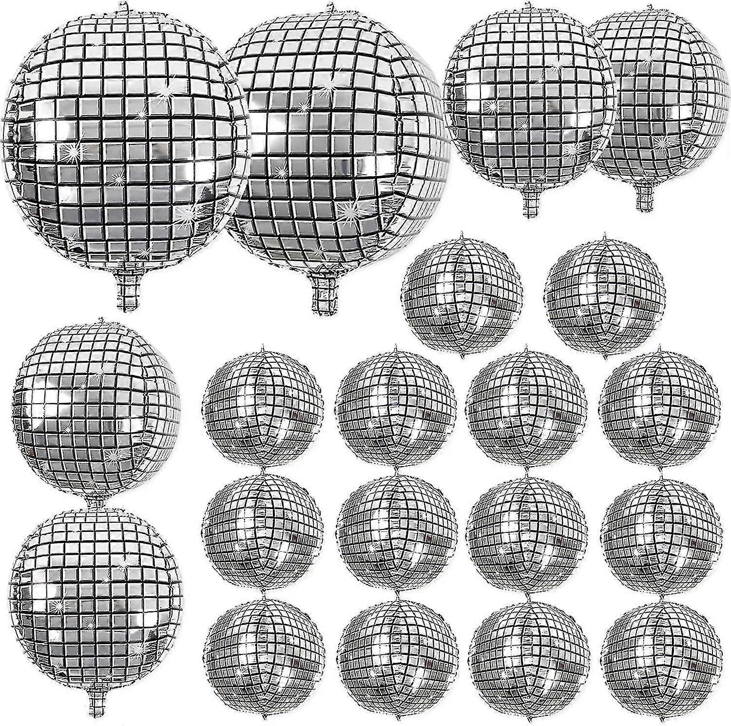 20 Pack Disco Ball Balloons Different Sizes - 4d Large Disco Balloons