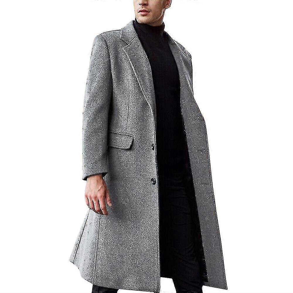 Winter Men Trench Coat Long Overcoat Jacket Formal Smart Outerwear