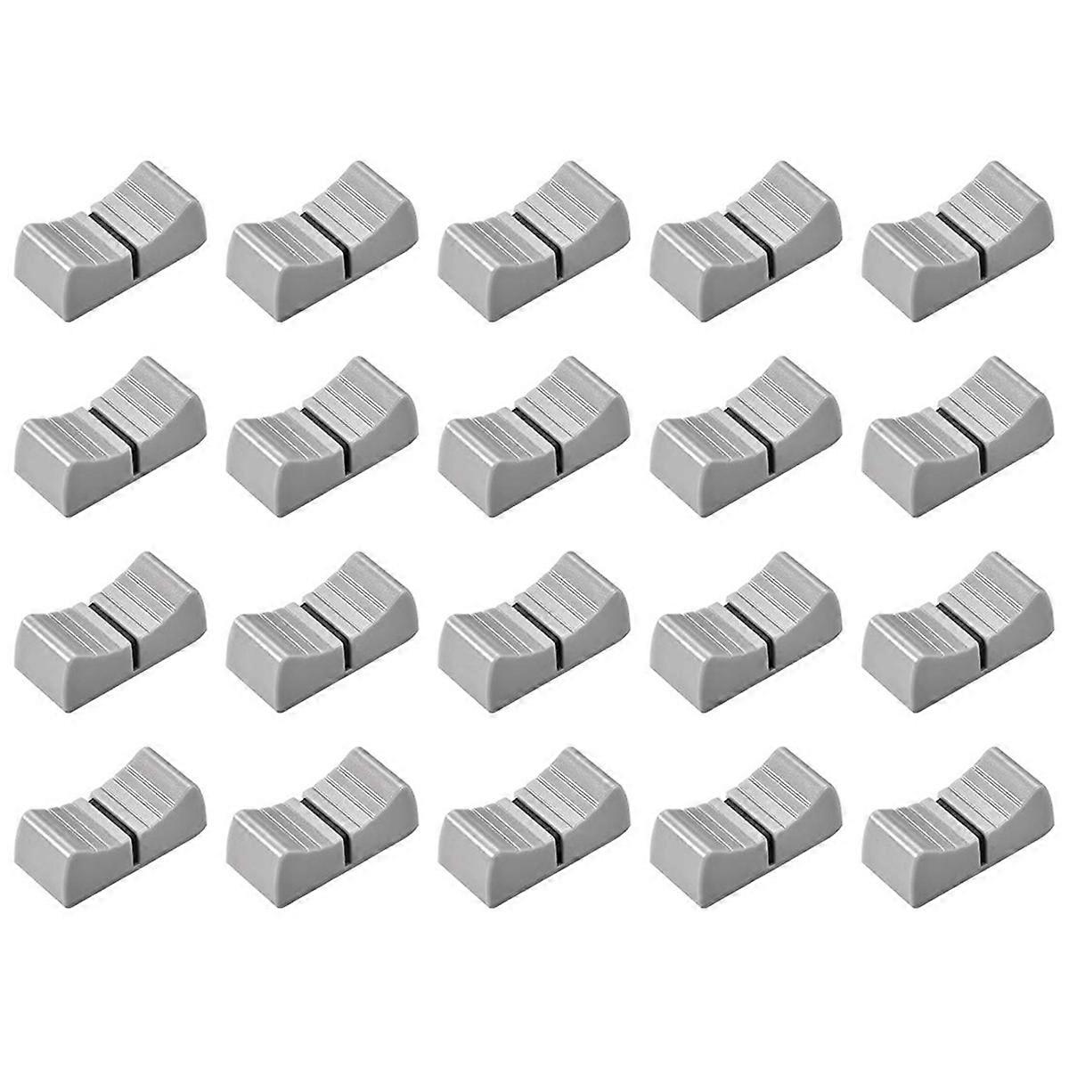 20Pcs 24mmx11mmx10mm Console Mixer Slider Fader Knobs Replacement for Potentiometer Gray Knob Black Mark