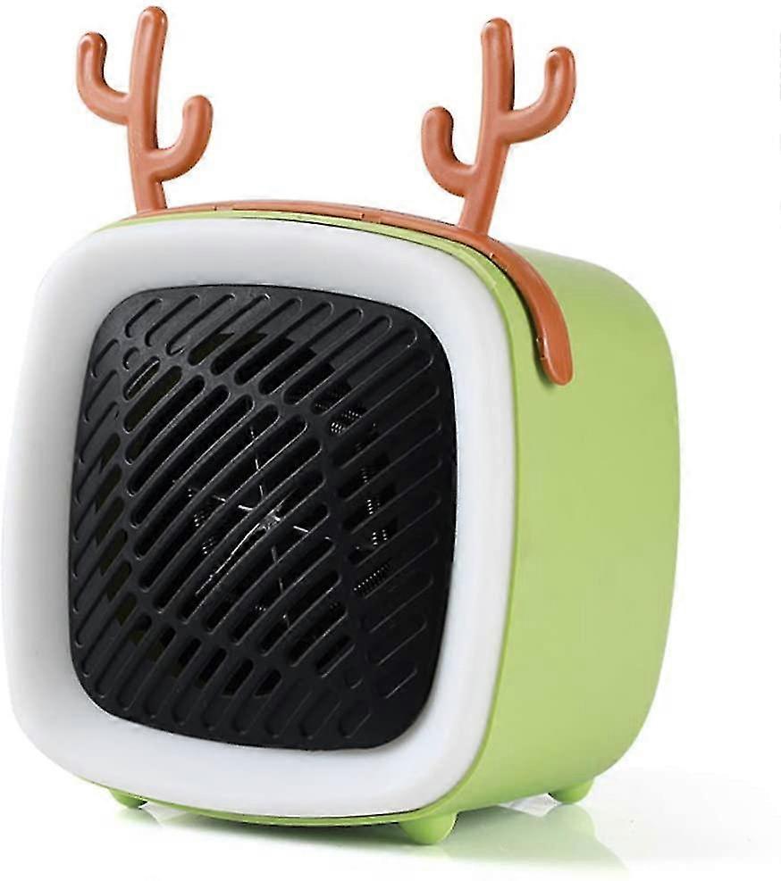 휴대용 팬 히터, 귀여운 개인 히터, 저전력 히터, 개인용 항온 다중 보호 400W, 녹색