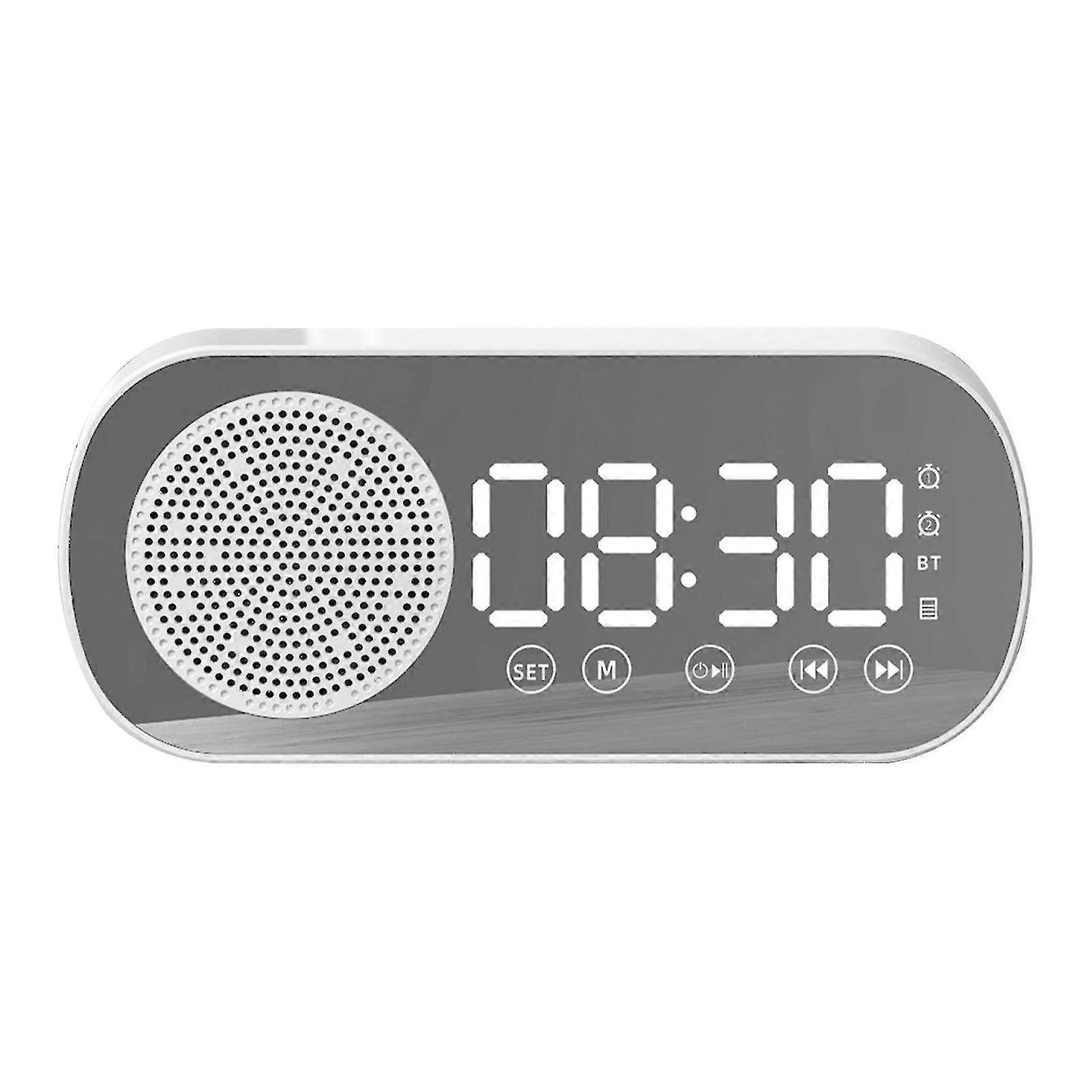 Digital Mirror Alarm Clock with Bluetooth Speaker - Smart English Version White Z7