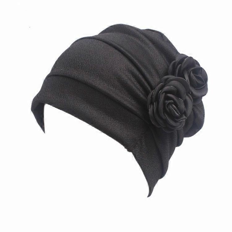 2 PCS Flower Wrinkled Pull-over Confinement Chemotherapy Cap One  Size