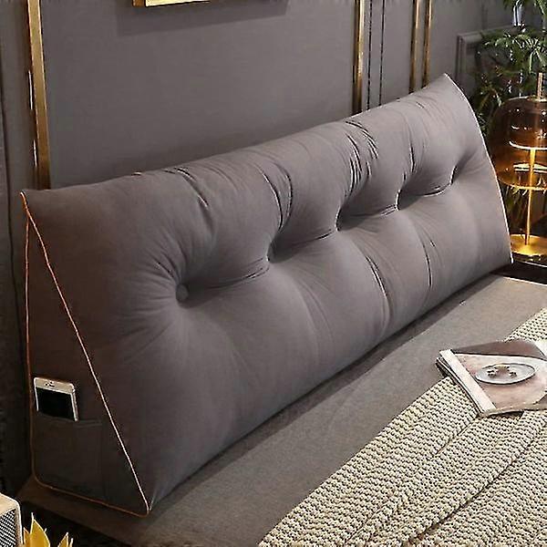 Comfortable Lumbar Bed Pillow Reading Backrest Pillow Triangular Headboard Pillow Bed Wedge Pillow Large Reading Pillow 100x50x20cm, Dark Gray
