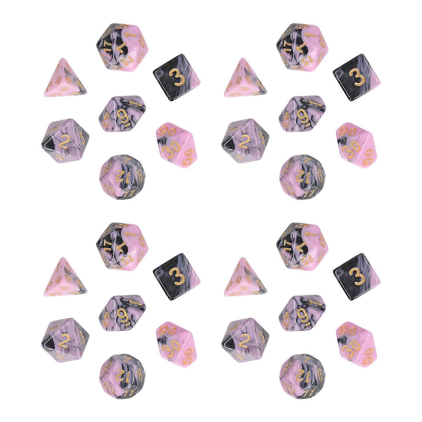 4 Set Plastic Polyhedral Dice Learning Polyhedral Dice Cubes with Clear Gold Numbers for Math Teaching Board Games