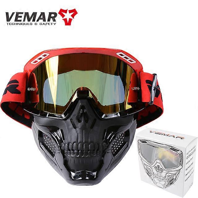 VEMAR Detachable Motorcycle Helmet Goggles Cycling Glasses Man Windproof Dust-proof Motocross Face Mask Goggles Glasses Block UV