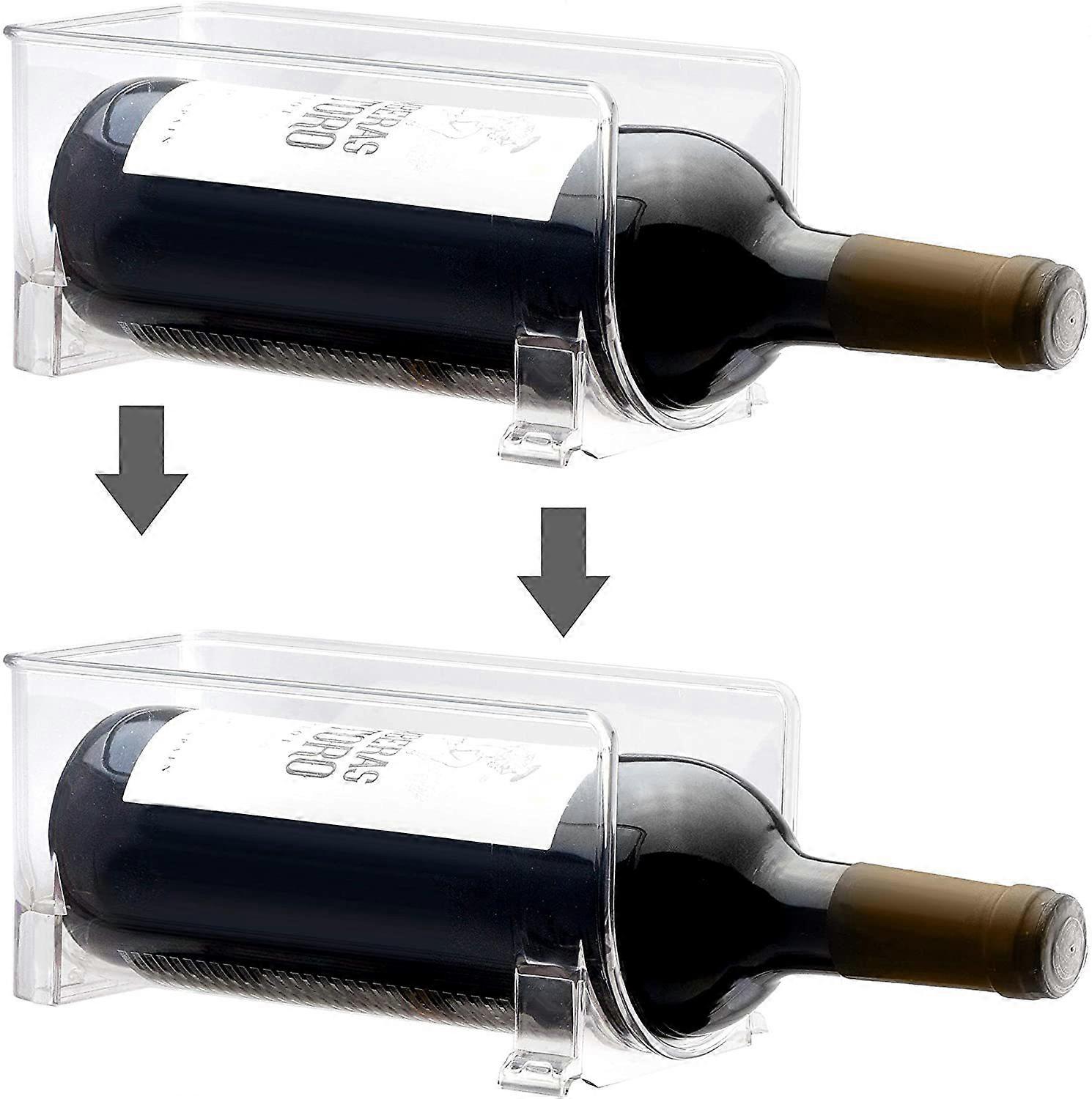 Ultra Modern Wine Rack - Clear Wine Rack - Horizontal Wine Rack Extends Wine & Cork Life - Stackable Wine Rack - 2 Bottles Each - Clear