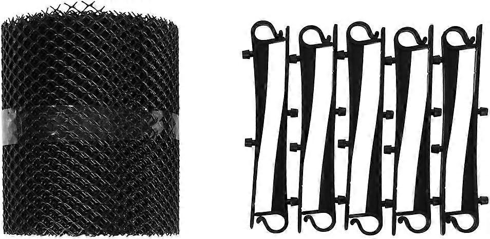 GREENGERS - Roof, gutter downspout filter - Protective mesh for gutter 15cm x 6m + 10 hooks, gutter protector - Stop leaves, universal - fixing hooks