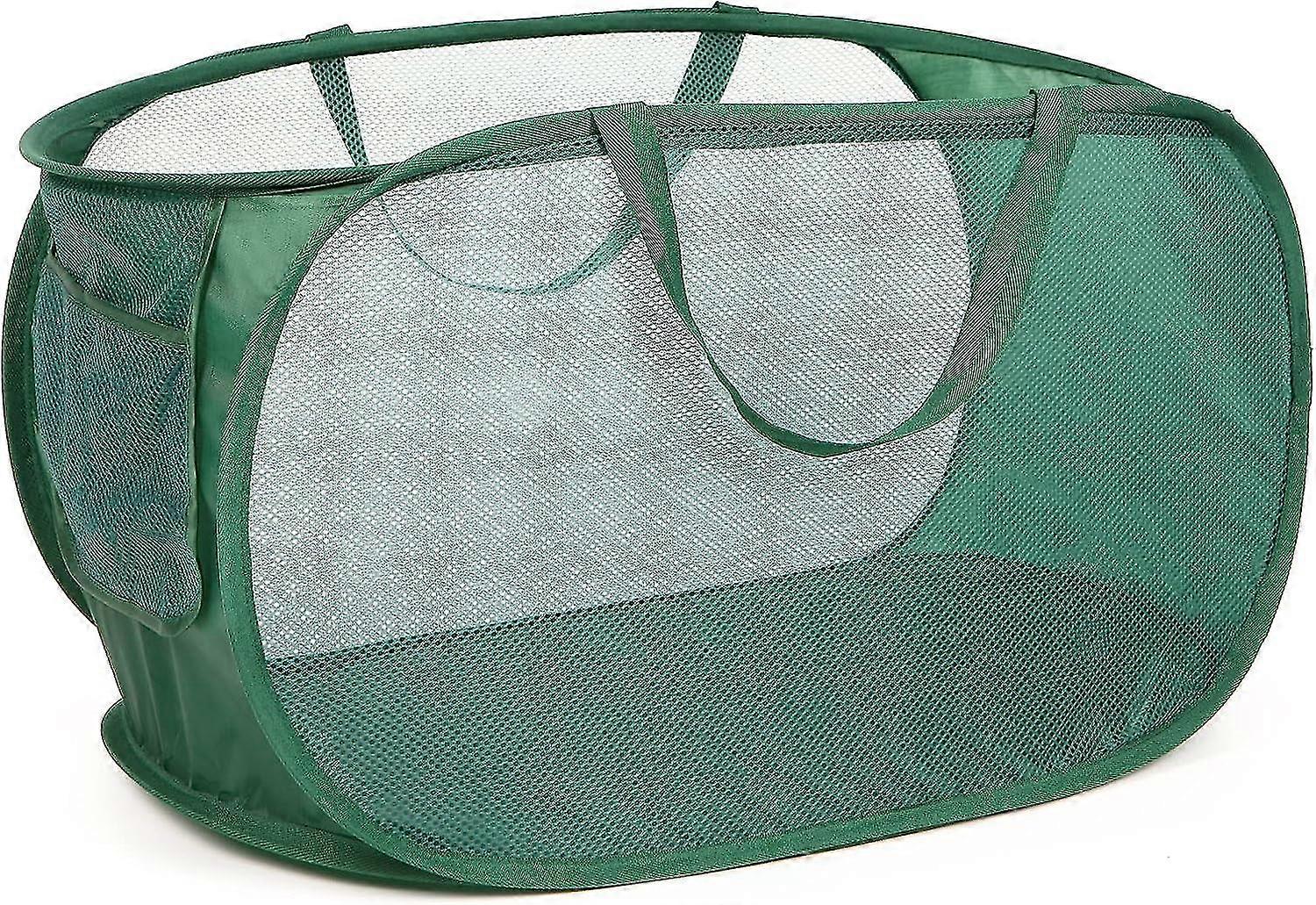 Foldable Mesh Pop Up Laundry Basket, Durable Collapsible Laundry Baskets, Mesh Pop Up Laundry Hamper With Side Pocket