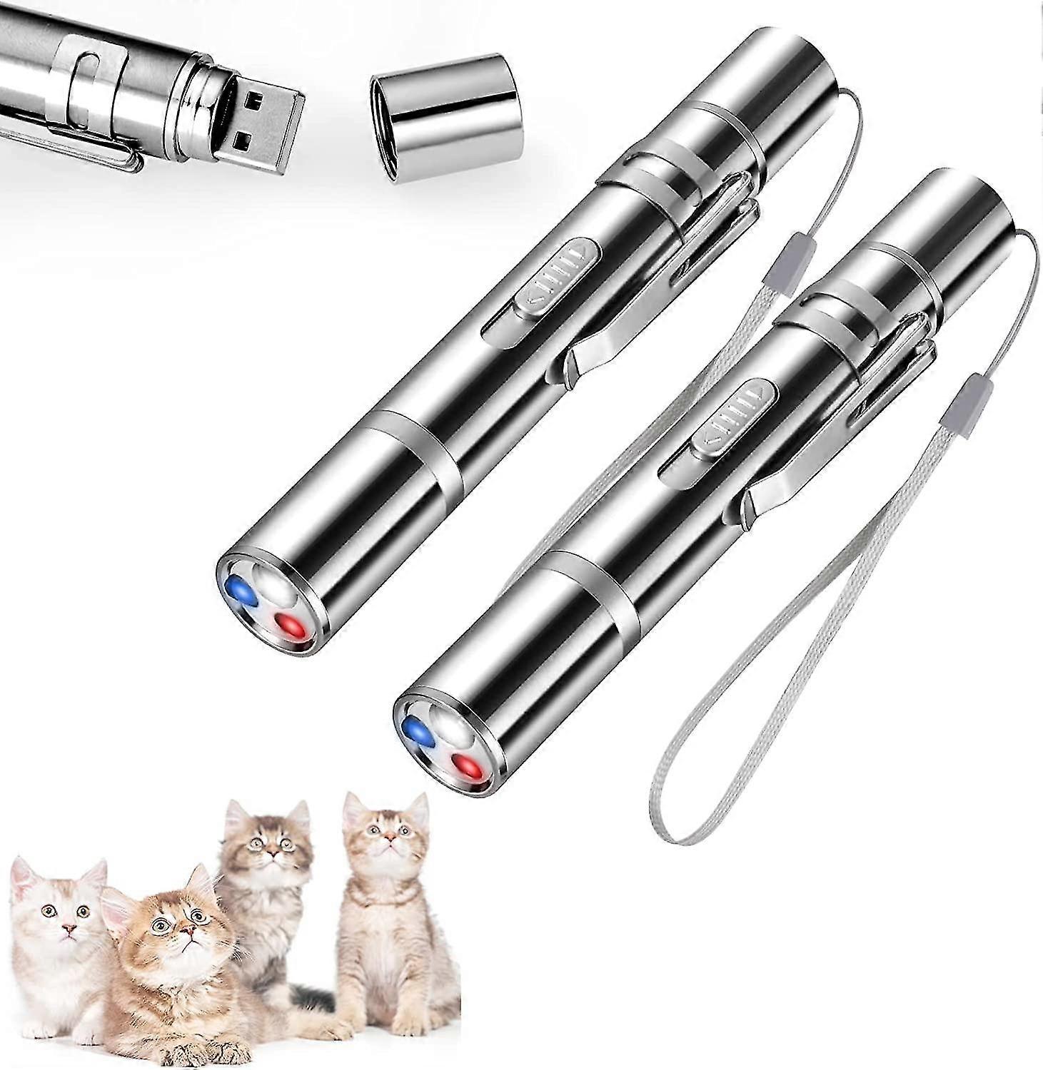 Pointer Cat. 2pcs Interactive Led Cat Toy 7 In 1 Function (flashlight + 5 Pattern Adjustable