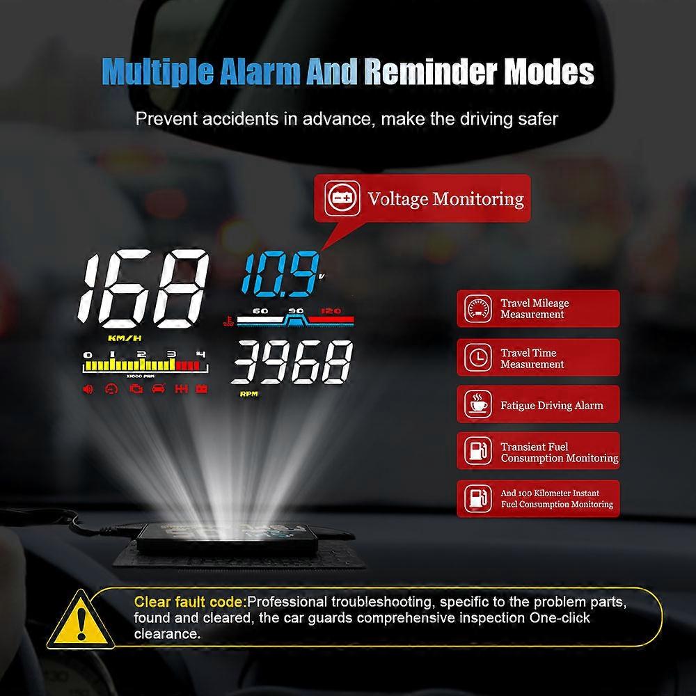 Head Up Display D5000 HUD Display Car HUD D5000 OBD OBD2 Projector Digital Speedometer Head Up Display Car Speed Security Alarm
