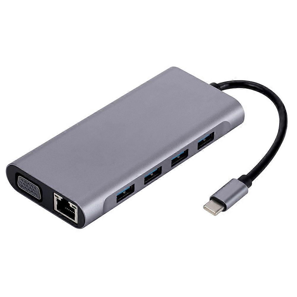 11 in 1 USB Hub 3.0 Type-c Splitter to USB Adapter VGA Card Reader Multiple Ports Dock Station USB for MacBook Notebook Laptop
