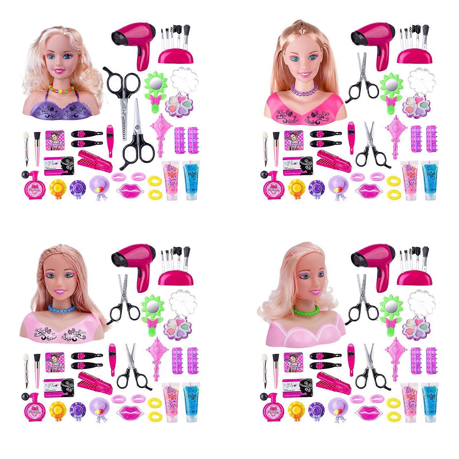 Nová Vylepšená Hračka Děti Make-up Předstírat Playset Styling Hlava Panenka Účes Krása Hra S Vysoušečem Vlasů Dárek