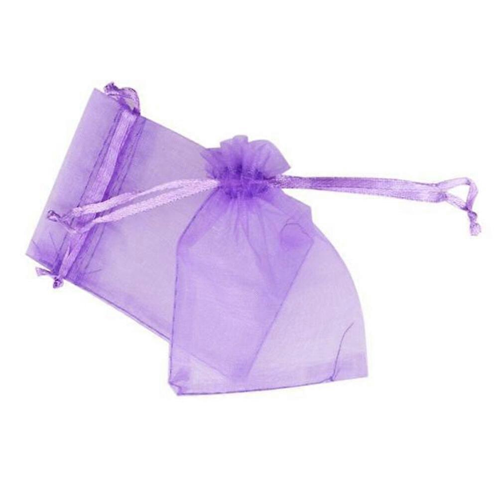 100pcs Transparent Organza Sacs Cordon de Serrage Bijoux Gaze Sac Lavande Pochette Violet Clair