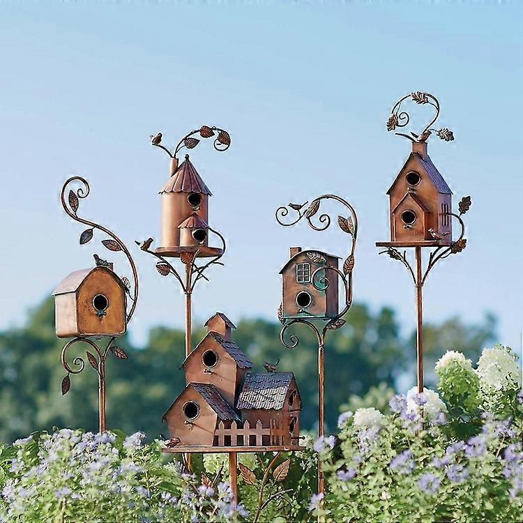 Metal Bird House with Pole