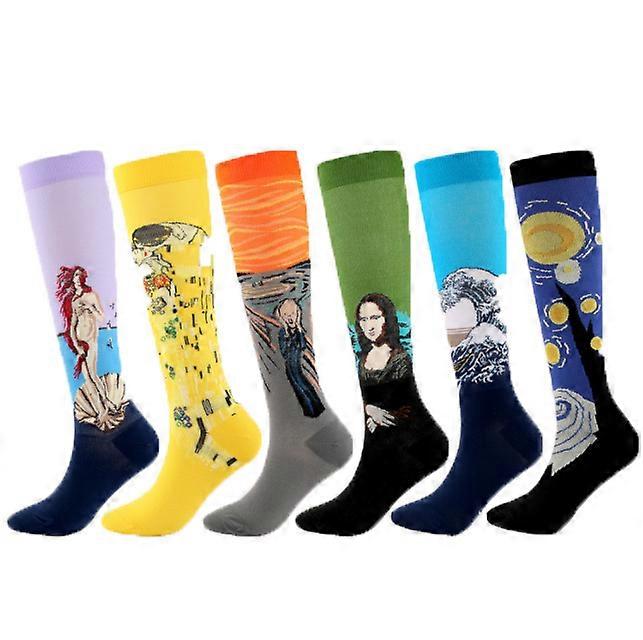 6 Pair Extra Soft Premium Quality Colorful Moderate Graduated Compression Socks