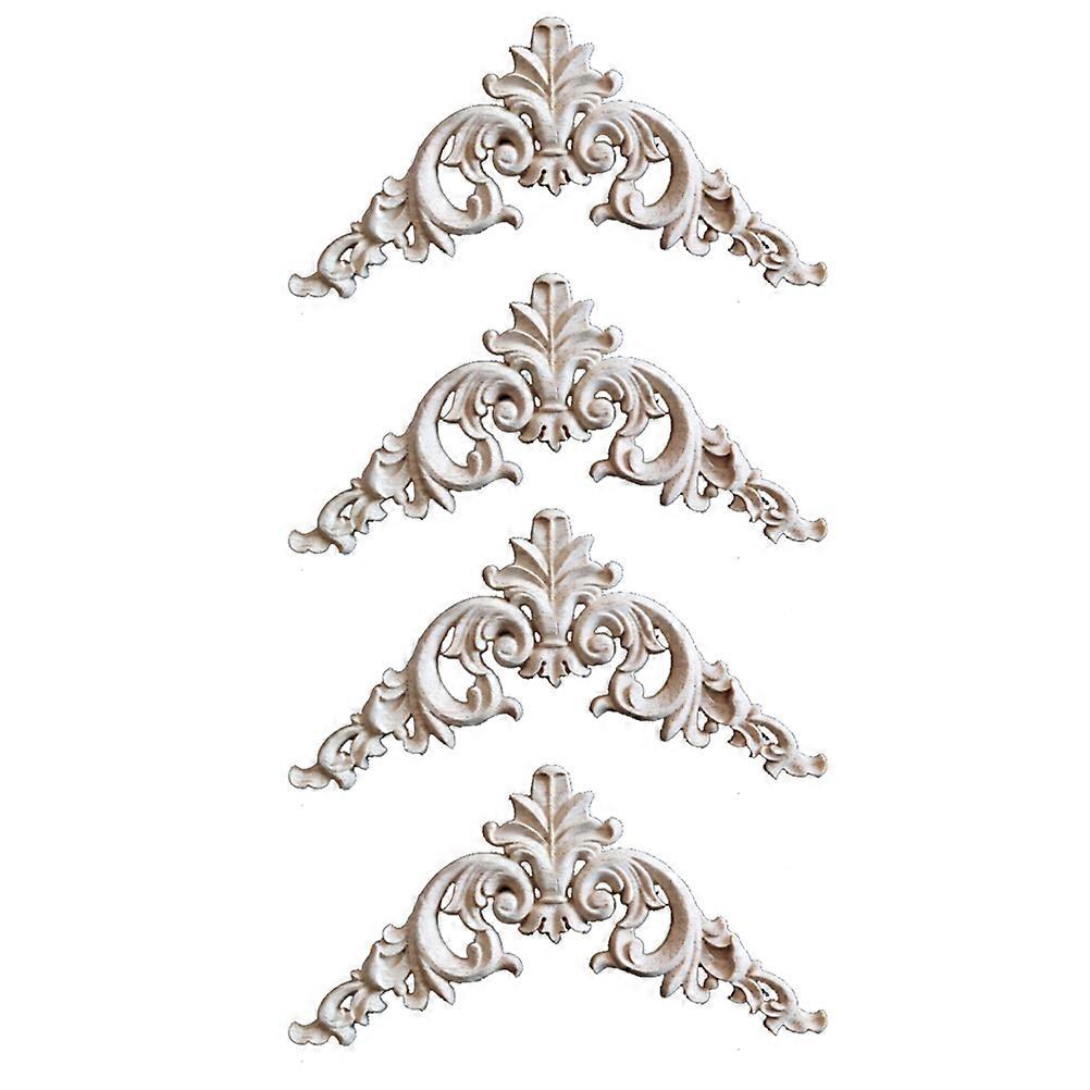 4PCS木彫コーナーオンレー未塗装アップリケヨーロピアンスタイルのドアキャビネットデコレーション