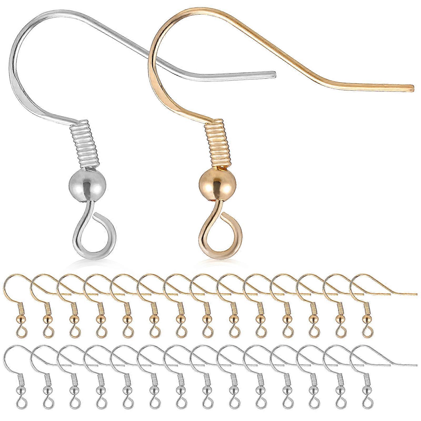 100 Pairs of Earring Hooks with Transparent Earring Backs Stoppers for Diy Earrings Making