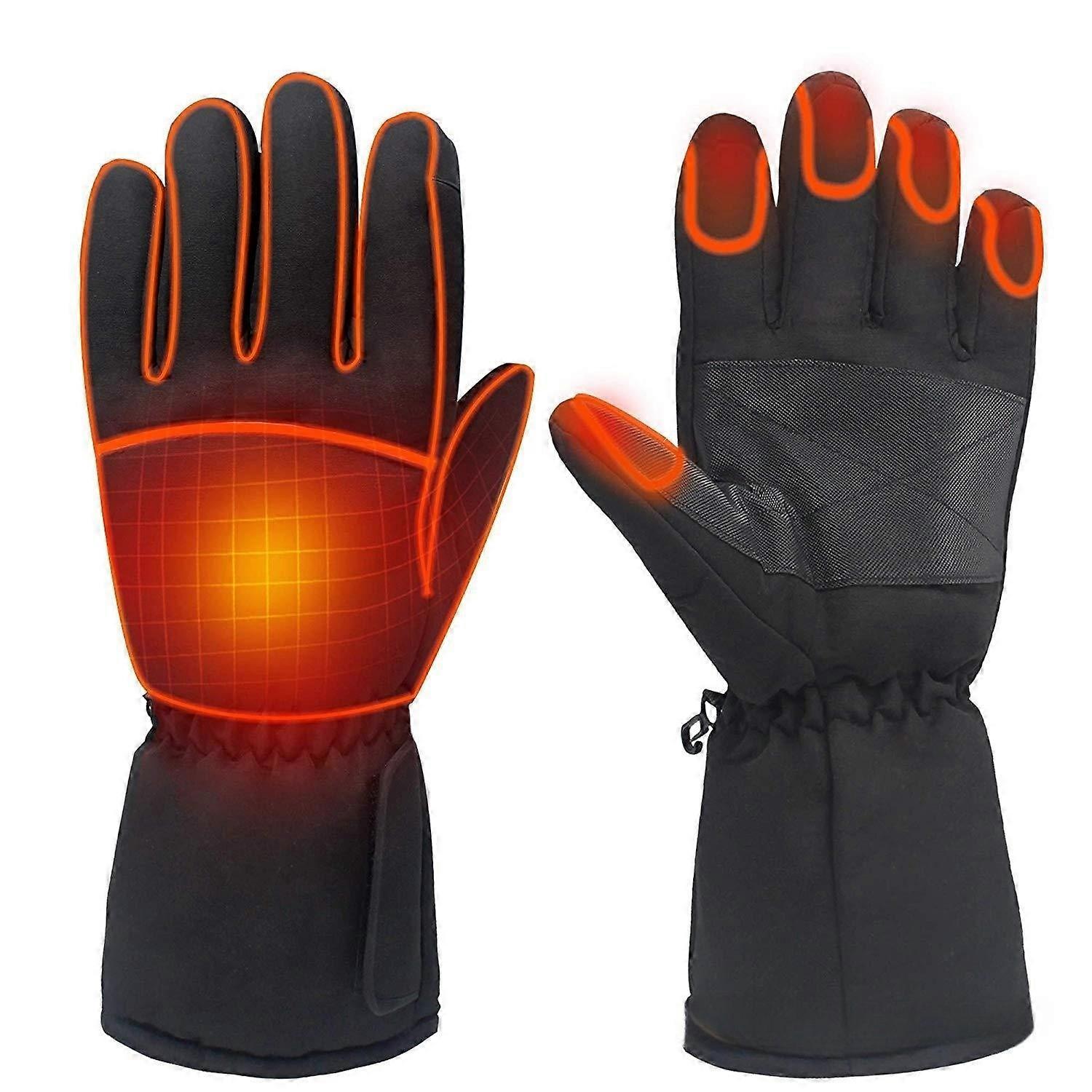 Electric Heated Gloves Portable Battery Heating Thermal Gloves,Waterproof Touchscreen