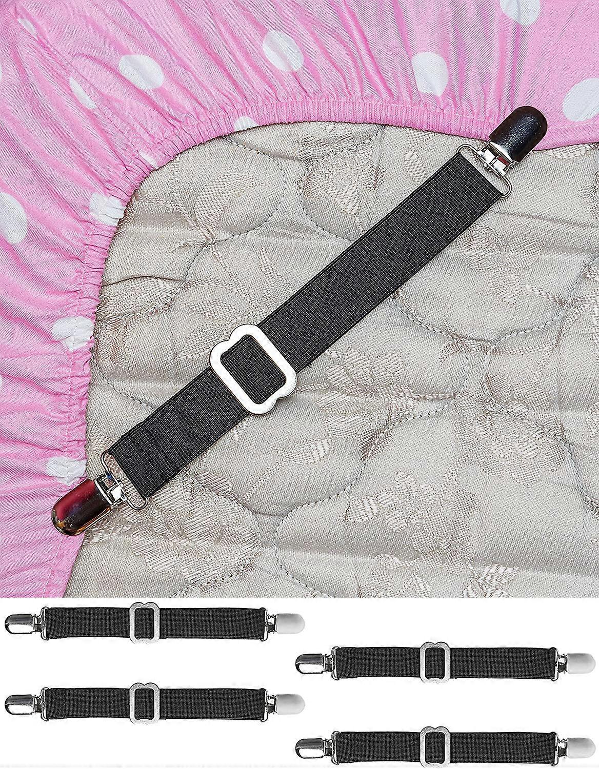 4 PCS Bed Sheet Clips Keep Bedsheets in Place - Corner Bands Suspenders