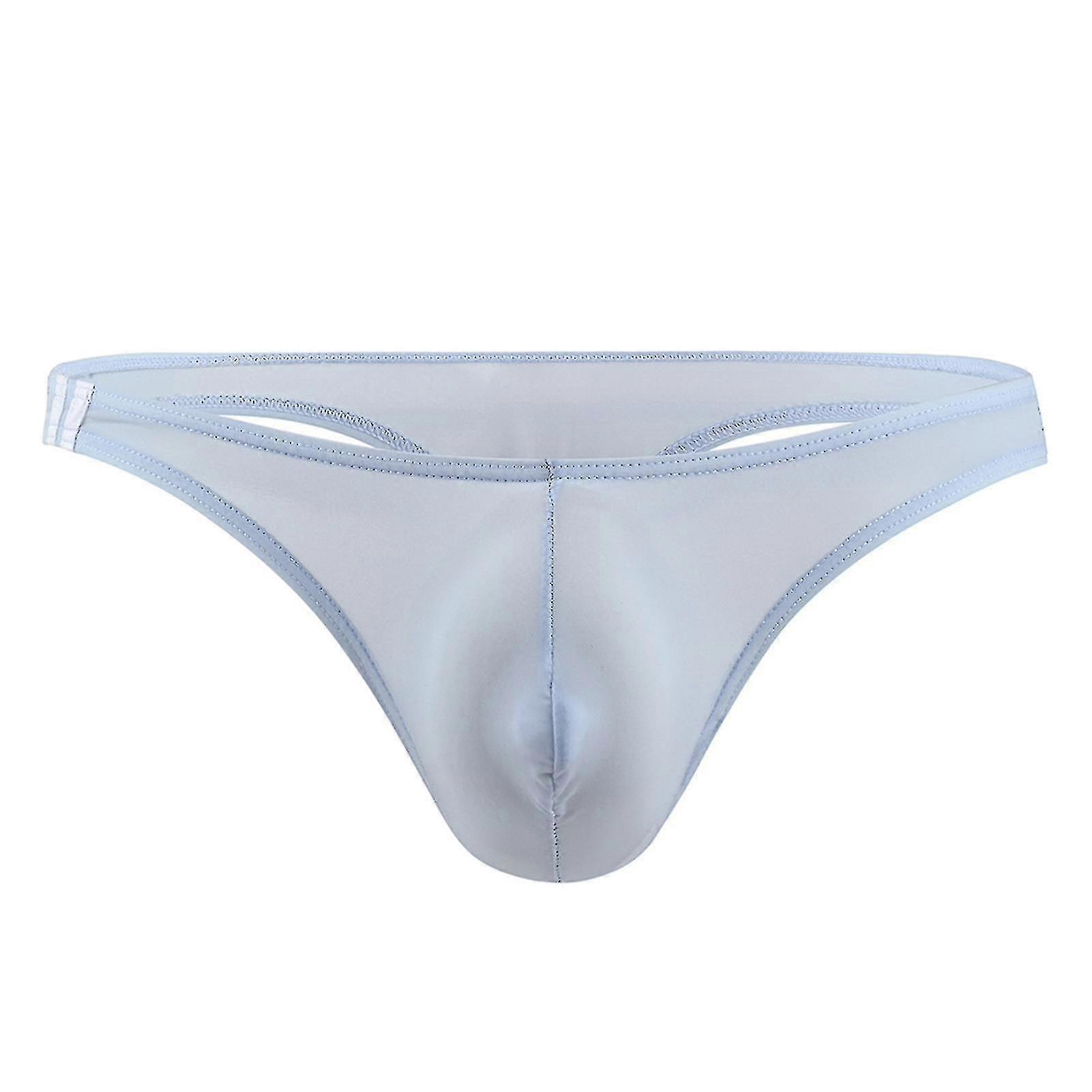 Men"s Ice Silk Brief Underpants Low Waist U Convex G-string Solid Underwear
