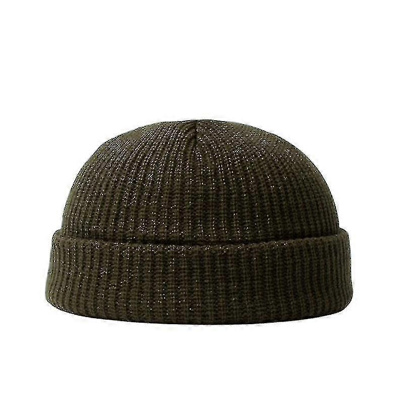 Cold Hat Winter Warm Pullover Hat Versatile Double Knit Wool Hat Solid Color Fashion Outdoor Hat-r