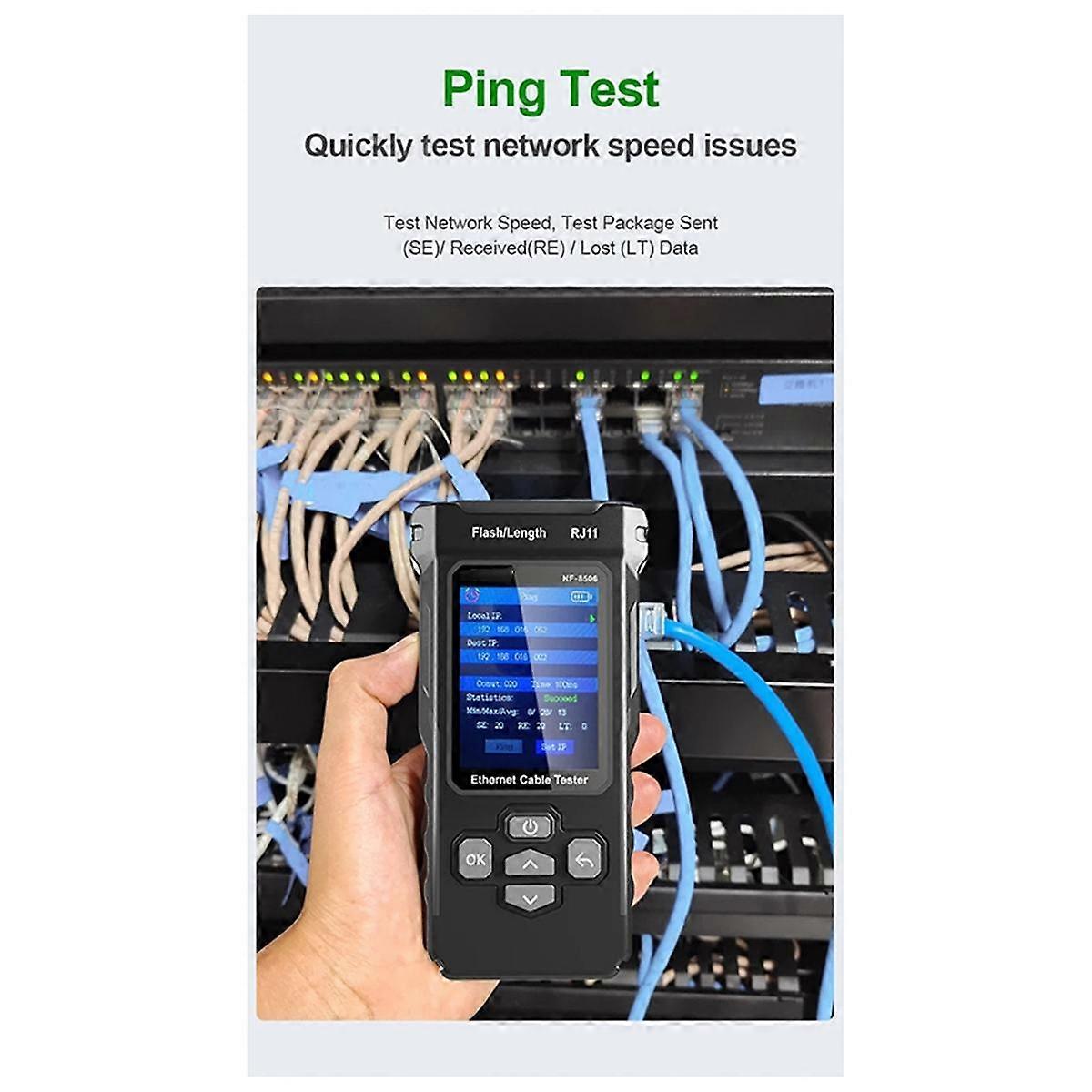 -8506 Network Cable Tester Supports Test/IP Scan/Network Port Speed Multifunction Cable Tracker Fin